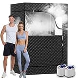Manastin 2 Person Portable Steam Sauna for Home, 1 or 2 Person Full Body Home Spa with 2 Foldable Chairs,9 Levels of Sauna Box with Remote Control, (Black, Large)