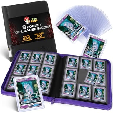 FunGuys Toploader Binder, Trading Card Binder Storage, 252 9 Pocket Top Loader Binder, Collection Album for Yugioh, MTG, TCG, Card Folders for Trading Cards