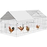 NUGRIART Metal Chicken Coop 86"×40"×40" Chicken Run with Waterproof Cover Portable Poultry Cage Walk in Hen House Outdoor Backyard Farm Animal Enclosure Crate Pet Playpen Exercise Pen for Rabbit Duck