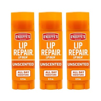 O'Keeffe's Lip Repair Unscented Lip Balm for Dry, Cracked Lips - Stick (3 Pack) - Moisturizer for Very Dry Lips