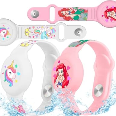 2 Pack AirTag Bracelet for Kids, Waterproof Air tag Holder for Kids with Soft Silicone Full Coverage Anti-Lost Hidden Airtag Wristband Accessories for Child