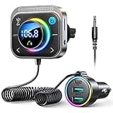 JOYROOM 66W Bluetooth 5.4 Car Adapter Aux with 3 Charging Ports【PD 30W & 2 * 18W】【Air Vent Installation for Safe】 Deep HiFi Bass Player Wireless Radio FM Transmitter for Car with Colorful LED Light