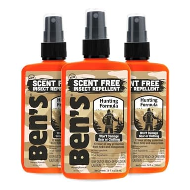 Ben's Hunting Formula - Tick & Mosquito Repellent for Up to 12 Hours of Protection - 20% Picaridin Bug Spray with Pump Spray - Sweat-Resistant - 3.4 oz (3 Pack)