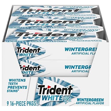 Trident White Wintergreen Sugar-Free Chewing Gum, 9 Packs of 16 Pieces (144 Total Pieces)