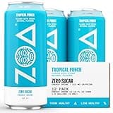 ZOA Zero Sugar Energy Drinks, Tropical Punch - Sugar Free with Electrolytes, Healthy Vitamin C, Amino Acids, Essential B-Vitamins, and Caffeine from Green Tea - 16 Fl Oz (12-Pack)
