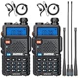 Ham Radio Baofeng UV-5R Radio Long Range UV5R Handheld Dual Band VHF UHF Rechargeable Two Way Radio Walkie Talkies for Adults with Earpiece Full Kit for Camping Hunting Survival Gear,2Pack