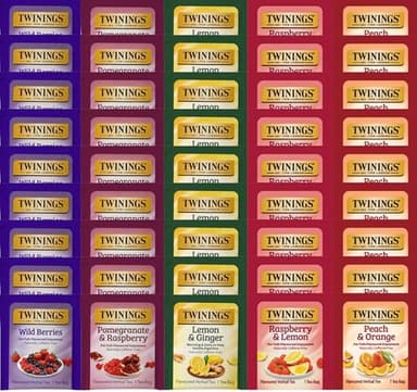 Twinings Fruity Herbal Assorted Caffeine Free Tea Bag Sampler (Pack of 45) Boxed Variety Gift Set