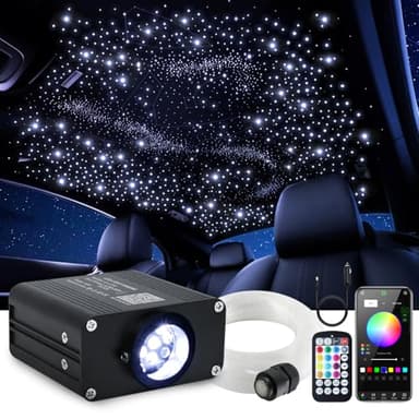 16W Car Home Starlight Headliner Kit, Twinkle & Sound Activate RGBW Fiber Optic Lights with APP & Remote Control, Star Lights for Ceiling Decoration, 500 pcs 9.8ft
