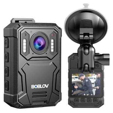 BOBLOV KJ23Pro 2K Body Camera, 256GB Body Worn Camera with Night Vision, 4000mAh Battery for 15 Hours Continuous Recording, with Car Suction for Dashcams, Law Enforcement, Security, Outdoor Work
