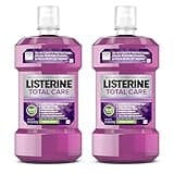 Listerine Total Care Anticavity Fluoride Mouthwash, 6 Benefits in 1 Oral Rinse Helps Kill 99% of Bad Breath Germs, Prevents Cavities, Strengthens Teeth, Fresh Mint, Twin Pack, 2 x 1 L