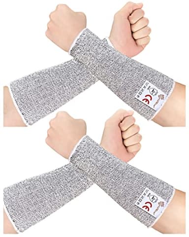 Evridwear Arm Protectors for Thin Skin and Bruising Cut Resistant Arm Sleeves Arm Guards Protective Sleeves for Men Women, 2 Pairs No Thumb Hole L/XL,Gray
