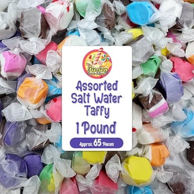 Salt Water Taffy Asorted Mix, Individually Wrapped - 1 Pound Bag - Saltwater Taffy Bulk Candy Individually Wrapped - Old Fashioned Retro Candy - Soft and Chewy, Party Favor, Gluten Free