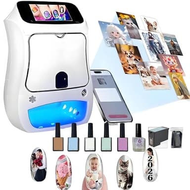 Nail Printer Nail Art Printing Machine,Impresora De UñAs,Digital Mobile Smart Diy Art Fingernail Printer-2026 Upgrade Touch Screen/Drying,App Control/Automatic Recognize Shape/Fast Draw10s