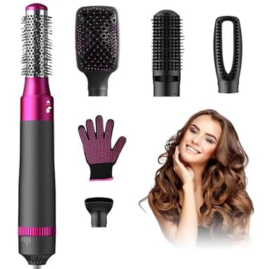 Blow Dryer Brush, Alledge 5 in 1 Hair Thermal Brush and Styler Set for Easy Salon-Style Blowouts with Detachable Negative Ionic Brush Head and Comb for Hair Drying Straightening Curling Styling