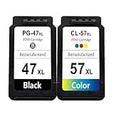 SanSeCai Remanufactured Ink Cartridges PG47 XL CL57 XL for Canon 47 XL 57 XL Ink Cartridges for Canon Pixma E400 E410 E417 E460 E470 E477 E480 E3170 E3177 E3370 E3470 E4270 Printer 1 Black 1 Tri-Color