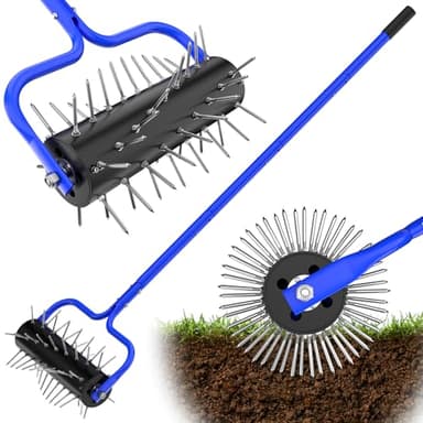Lawn Aerator Roller,Manual Aerator Tool,Heavy Duty Lawn Spike Aerator Roller with 54 Spikes,79" Adjustable Handle Manual Push Aerator Lawn Tool,Lawn Aeration for Lawn Care & Soil Penetrat