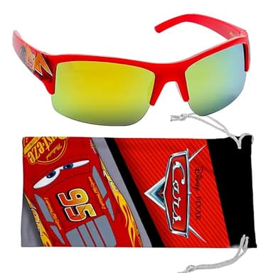 Sun-Staches Lightning McQueen Toddler Sunglasses - Stylish, Comfortable & Durable UV-Protective Lightning McQueen Cars Sunglasses With Soft Carrying Case - Official Cars Disney Pixar Accessories