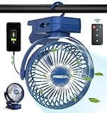 Clip on Fan 65 Hours Portable Desk Fan Rechargeable with LED Lights & Hooks 12000 Capacity Battery Operated Fan with Clips Small Desk Fan Mini Fans for Tents Travel Outdoor Camping Golf Cart Stroller