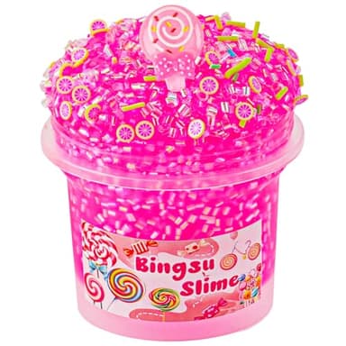 Okaybee Pink Bingsu Slime, Non-Sticky Glimmer Crunchy Slime, Slimes Party Favors for Kids, Slimes Sensory Experience Toys, Birthday Easter Halloween Girls BoysTeens Gift