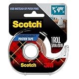 Scotch-Mount Removable Poster Tape, 3/4" x 150" (12.5 ft), Clear, Comes with Convenient Dispenser, Double-Sided Adhesive Bonds on Contact, Mounts Posters, Photos, Cards & Other Items (109S)