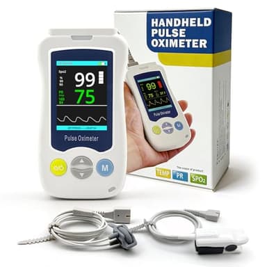 Overnight Pulse Oximeter, Medical Grade Accuarcy SpO2 & PR Continuous Pulse Oximeter Pediatric Blood Oxygen Saturation Monitor Handheld Infant with Adjustable Alarms and 500 Data Storage for Adult Baby