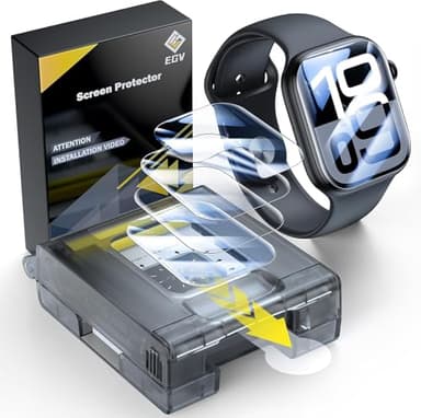 EGV 4 Pack for Apple Watch Series 11/10 Screen Protector 42mm [Auto Install Box] Ultra-thin Soft TPU Film for 42mm Apple Watch Screen Protector [0 Bubbles] Anti-Scratch Max Coverage