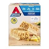 Atkins Lemon Flavored Snack Bar, High Protein Bar, Low Sugar and Low Carb, Keto Friendly Snack, Gluten Free, High in Fiber, Made with Real Almond Butter, 16 Count