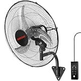 ZMRTDWO 18 Inch Outdoor Oscillating Wall Mount Fan, 3 Speed High Velocity Powerful Cooling, IP44 Waterproof Wall Mounted Fan 90° Oscillation & 30° Tilt (ETL-Certified)