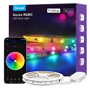 Govee RGBIC Alexa LED Strip Light 32.8ft, Smart WiFi LED Lights Work with Alexa and Google Assistant, Segmented DIY, Music Sync, Color Changing LED Strip Lights for Room, Kitchen, Desk, Holiday