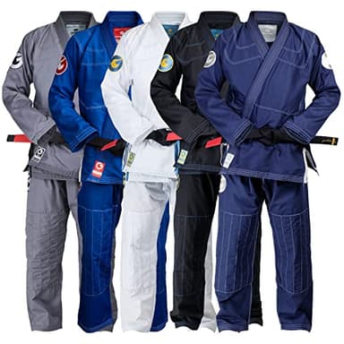 Gold BJJ Aeroweave Jiu Jitsu Gi - Ultra Lightweight BJJ Gi - Preshrunk Brazilian Jiu Jitsu Uniform for Men (Navy, A3)