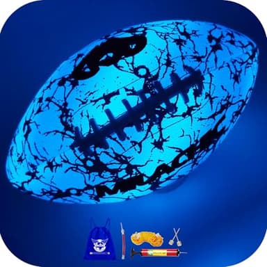 MILACHIC Glow in The Dark Football Holographic Blue Glowing Football Ball Size 9