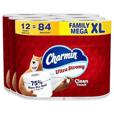 Charmin Ultra Strong Clean Touch Toilet Paper, 12 Family Mega XL Rolls = 84 Regular Rolls