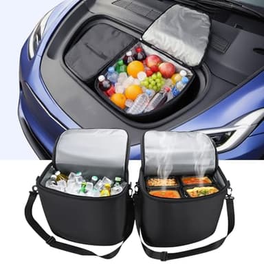 for Tesla Model Y Frunk Cooler Organizers 2020-2025, AYAMAYA Insulated & Leak Proof Camping Coolers, Portable Front Trunk Storage Bags with Lid and Strap for Tesla Model Y Accessories, Set of 2