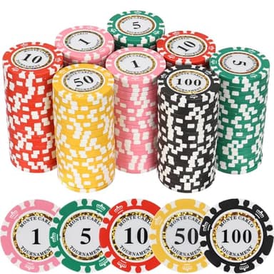 LUOBAO Clay Poker Chips 13.5 Gram Numbered Blackjack Chips Set 200pc Casino pokers Chips Denomination Casino Chips Texas Holdem Chip Bulk Poker Chips Gaming Board Games Cube Night Black Jack