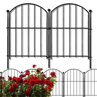 Decorative Garden Fence 17in x10ft, 10 Pack Rustproof Metal No Dig Fence Animal Barrier for Dog, Arched Flower Bed Edging Ornamental Wire Border Panel Fencing for Yard Patio Outdoor Decor