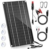 Saillong 10W 12V Solar Car Battery Charger Maintainer, Waterproof Solar Panel Portable Solar Trickle Charger with Cigarette Lighter Plug Alligator Clip for Car Motorcycle Boat Marine RV