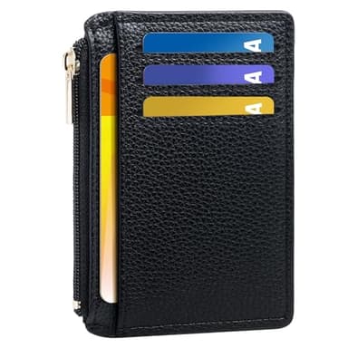 Tipmile Credit Card Holder for Women Slim Minimalist Front Pocket RFID Blocking Wallet Small Compact Card Case with ID Window, Classic Black
