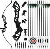 NorthSpoor 51" Archery Takedown Recurve Bow and Arrow Adult Set, 40lb Long Bows for Hunting Adult Beginner with 12 Arrows (Black)
