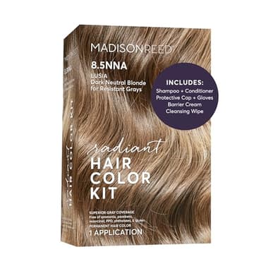 Madison Reed Radiant Hair Color Kit - 8.5NNA Dark Neutral Blonde (Lusia Blonde), 100% Gray Hair Coverage Permanent Hair Dye for Resistant Grays | PPD-Free & Ammonia-Free, 1 Pack