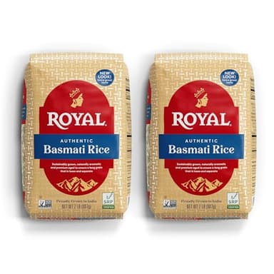 Royal - Naturally Aged Authentic Long Grain Indian White Basmati Rice - 2 Pounds (Pack of 2)