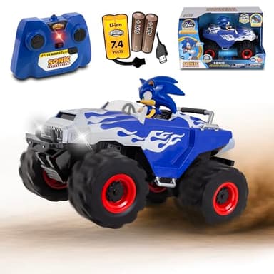 NKOK RC Sonic Racing CrossWorlds Monster Truck, Sonic, Ready-to-Run 2.4GHz Remote Control Toy, Turbo Boost, Wheelie & Donut Action, All-Terrain, Off-Road, Ages 6+, Fun Gift for Kids, Toy Award Winner