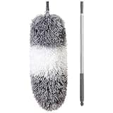 BOOMJOY Microfiber Feather Duster with Extendable Pole and Bendable Head, 100" Telescoping Duster for Cleaning Ceiling, Fan, Furniture