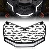 SAUTVS Front Grille with LED Light for Maverick X3 2017-2025, New Premium Front Bumper Mesh Grill with LED Light Bar for Can-Am Maverick X3 2017-2025 Accessories