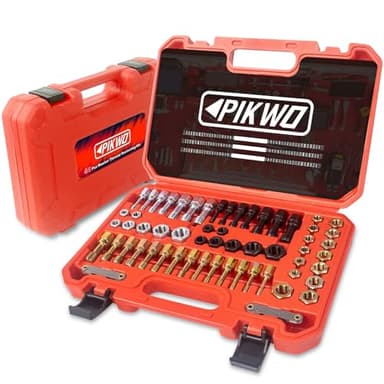 Pikwo 61Pcs Thread Chaser Repair Kit, Rethread Repair Tool, UNC UNF & Metric Thread Restorer Set with Thread Pitch Gauge