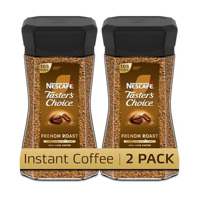 NESCAFÉ Taster's Choice Instant Coffee, Dark Roast Coffee, French Roast, 2 Jars (7 Oz Each)