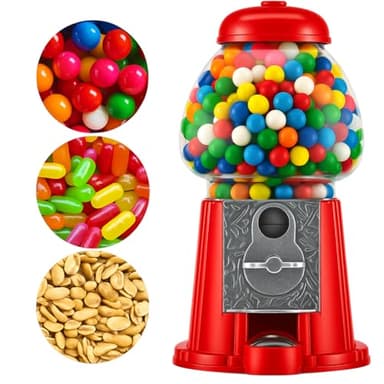 American Gumball Company - Metal 11-Inch Retro Style Red Gumball Machine, Made For 0.62 Inch Gumballs, Candy or Nuts, Accepts Any US Coin