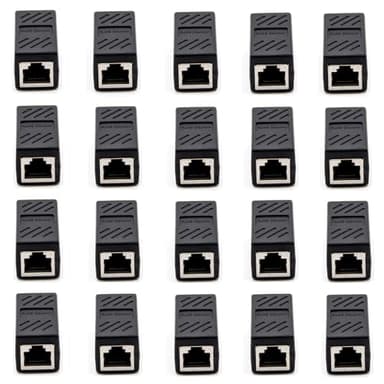 YOQXHY RJ45 Cat5 Couplers, (20 Pack) in Line Coupler Cat5 Cat5e Cat6 Cat7 Ethernet Cable 8P8C Extender Adapter Female to Female, Black