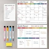 Dry Erase Magnetic Calendar for Refrigerator, 3 Pack- Monthly & Weekly & Daily Planner Magnet Whiteboard for Fridge Wall Door - Shopping, Meal/Menu, To Do List, Family Schedule Planning Board, 14"x11"