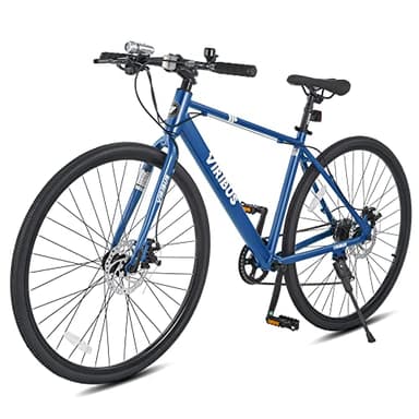 VIRIBUS Hybrid Bikes, 28 inch Mens Bike with Lightweight Aluminum Frame, 700C Bikes for Men, 7 Speed Vintage Hybrid Bicycles for City Commuters, Adult Road Bike Male for Fitness, Blue