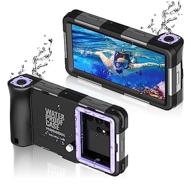 Universal Diving Phone Case Underwater with Lanyard for Snorkeling Waterproof Scuba Swimming Photo Video,for iPhone 17/16/15/14/13/12/11/Pro Max Samsung Galaxy S25/S24/S23-S21/Ultra Plus-Purple